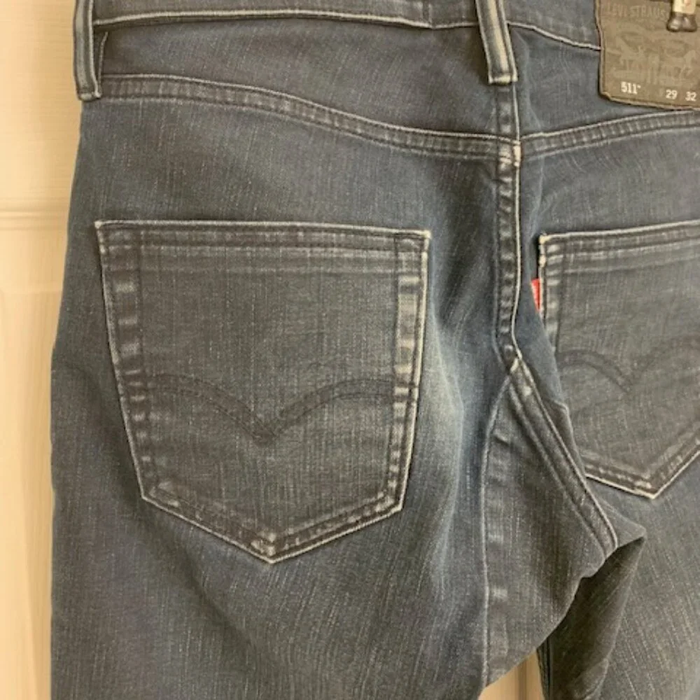 Men's LEVI'S 511 29x32 Skinny Slim Blue Black Jeans - Picture 7 of 9